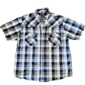 Dickies Mens Pearl Snap Western Plaid Shirt -‎ 2XL - Black White Gray